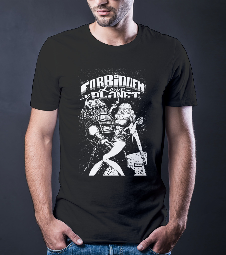 FORBIDDEN LOVE PLANET Sci-Fi Romance Retro Space Adventure T-Shirt