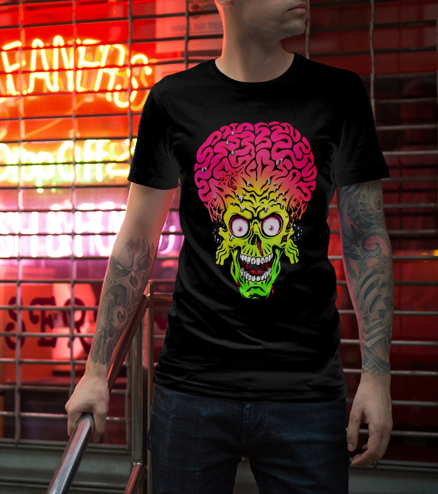 Mars Attacks Alien Brain Zombie Head T-Shirt
