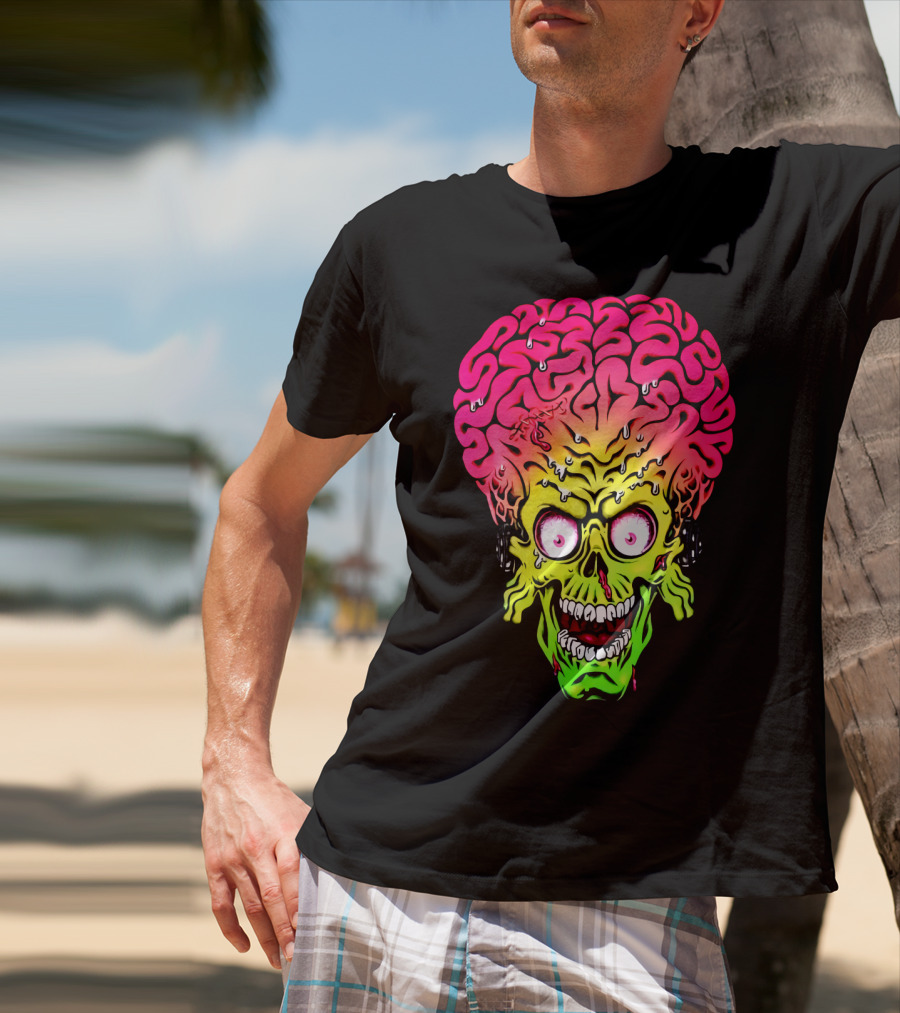 Mars Attacks Alien Brain Zombie Head T-Shirt