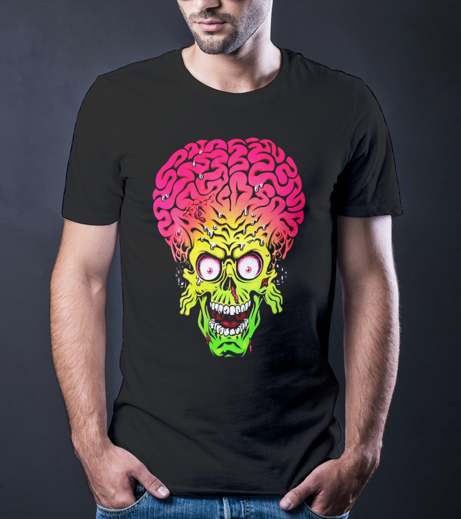 Mars Attacks Alien Brain Zombie Head T-Shirt