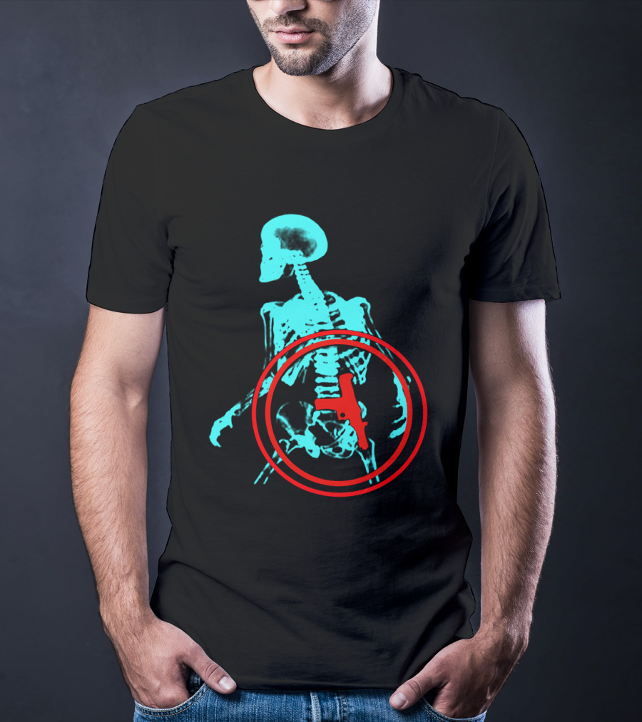 Total Recall X-Ray Skeleton With Gun T-Shirt