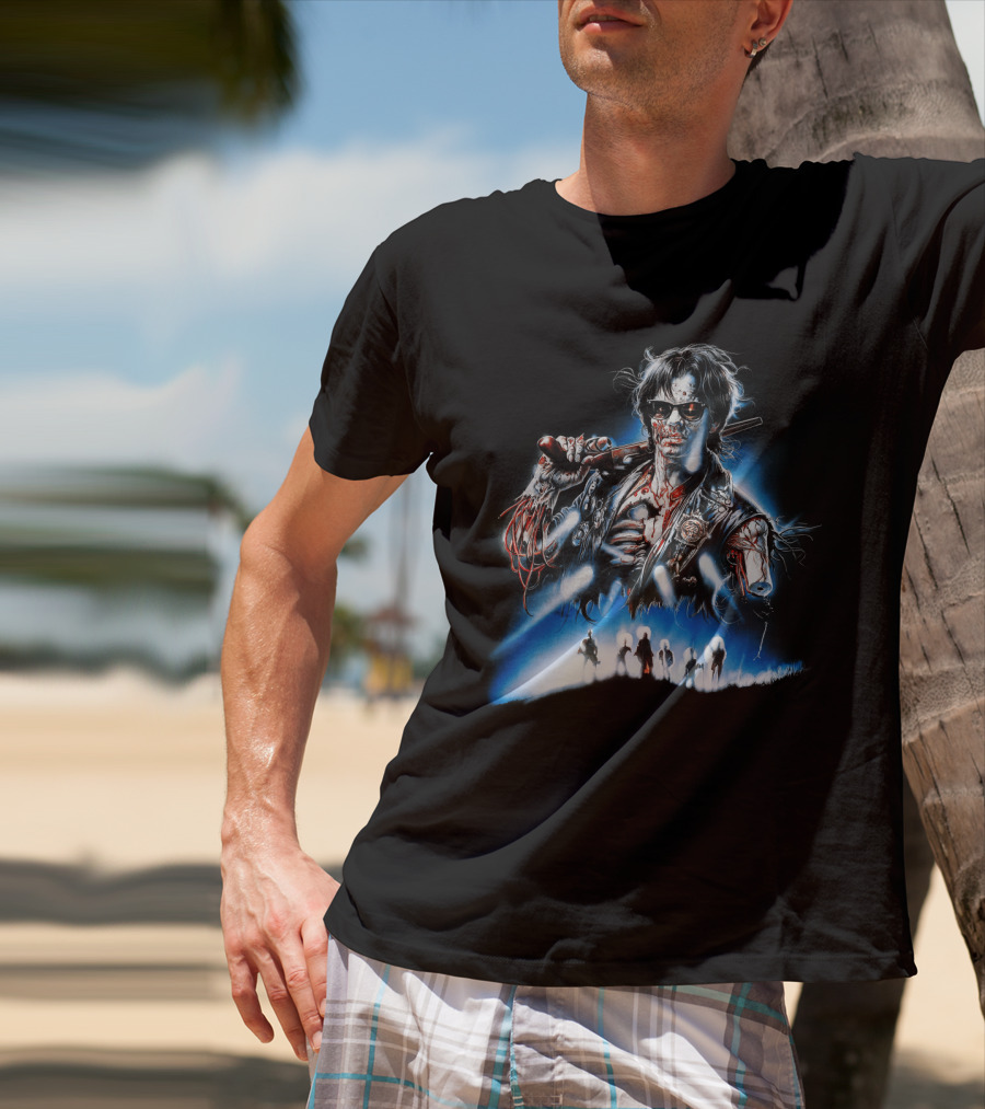 Near Dark Vampire Art With Guitarist And Silhouette Group T-Shirt