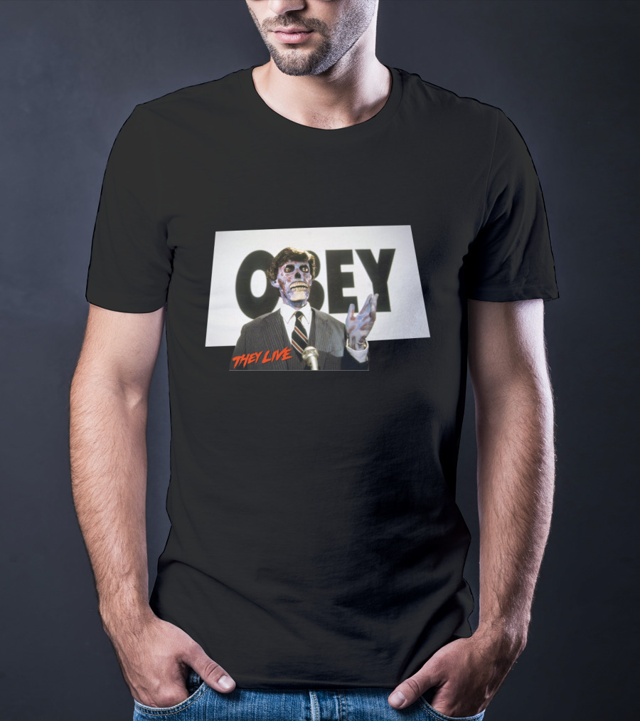 They Live OBEY Sci-Fi Alien Figure T-Shirt