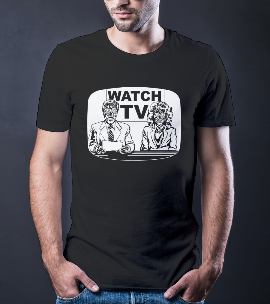 Watch TV They Live News Anchors Alien Faces T-Shirt