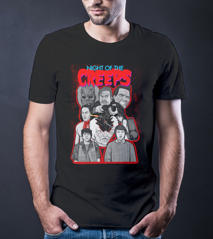 Night Of The Creeps Horror Movie Characters And Weaponry T-Shirt