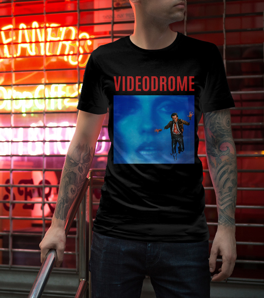 Videodrome Blue Screen Face And Man Jumping T-Shirt