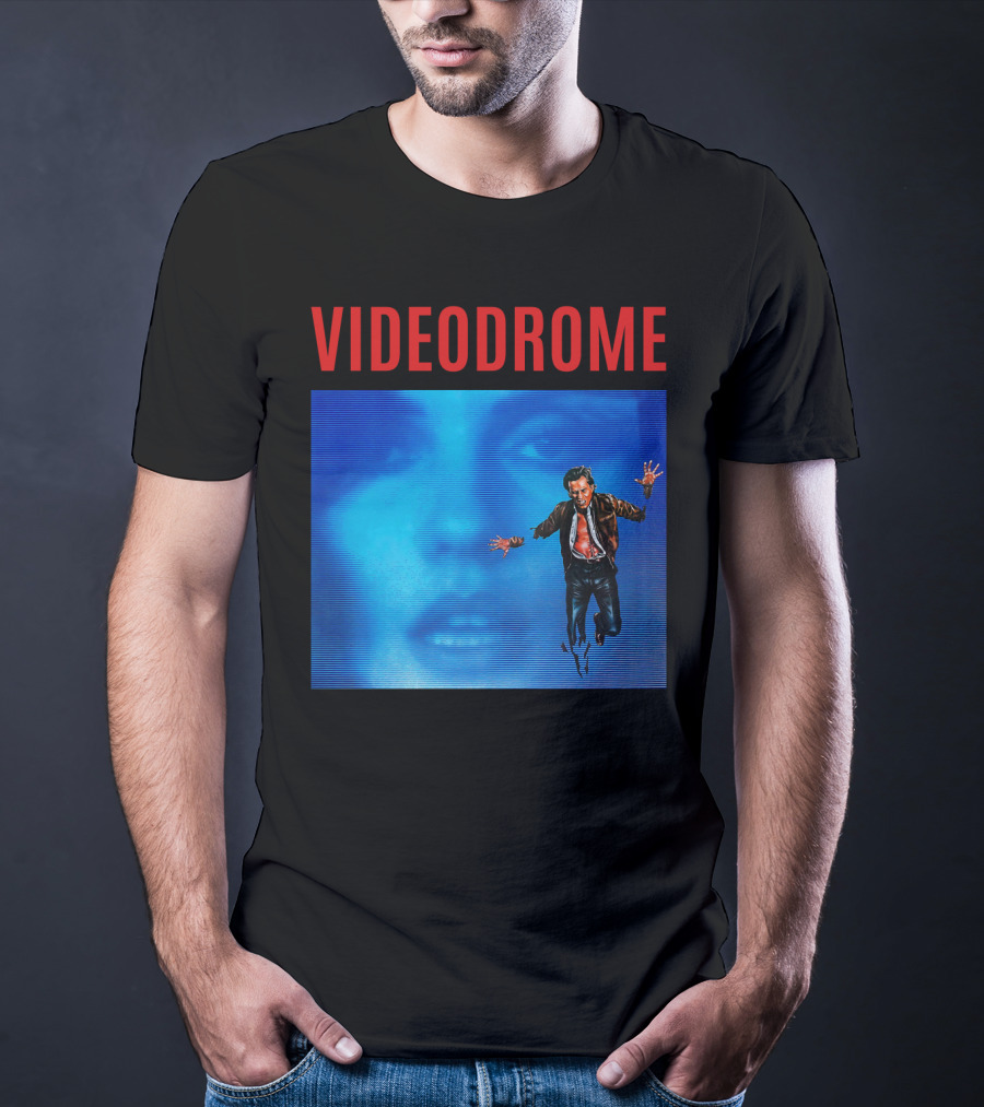 Videodrome Blue Screen Face And Man Jumping T-Shirt