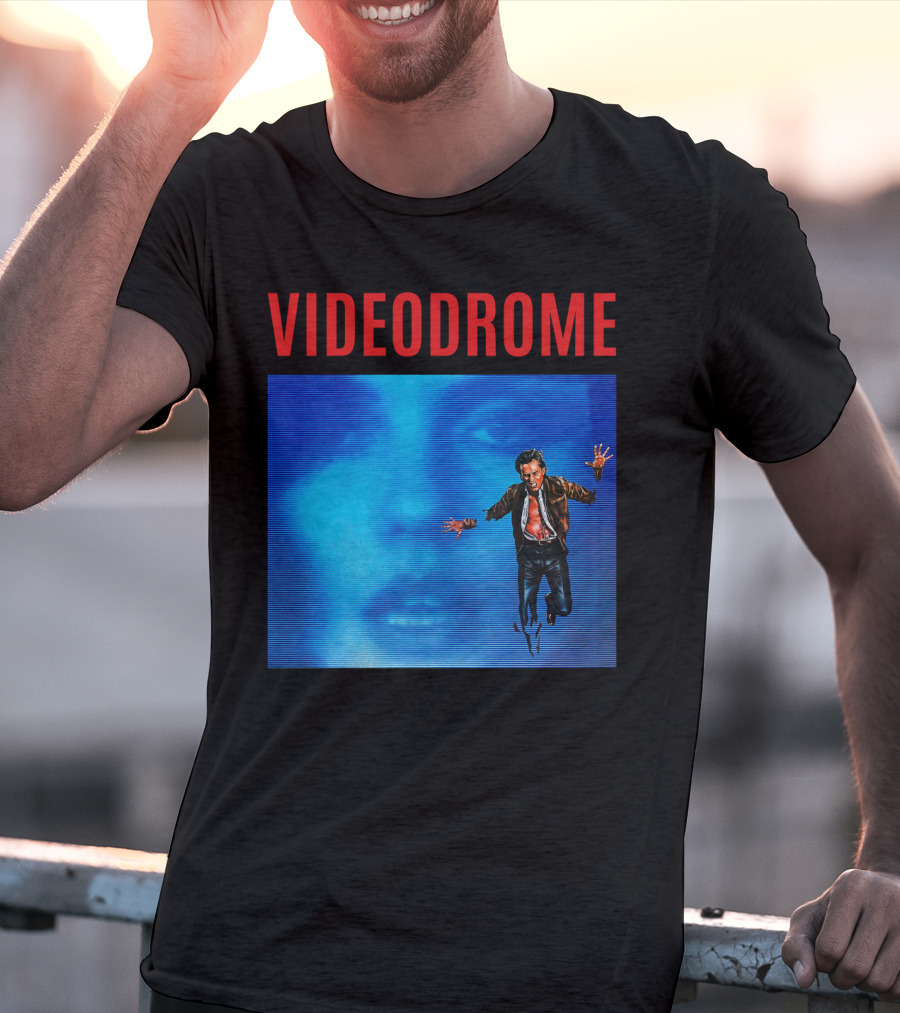 Videodrome Blue Screen Face And Man Jumping T-Shirt