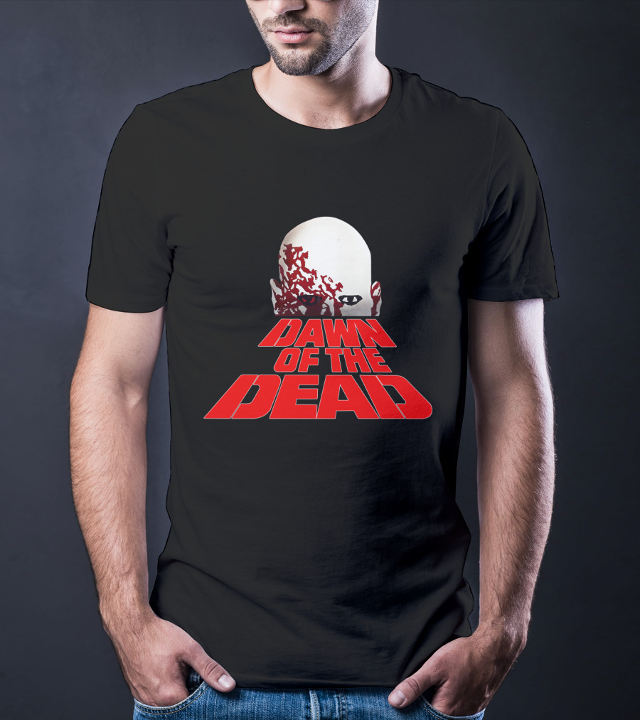 Dawn Of The Dead Zombie Head Red Text T-Shirt