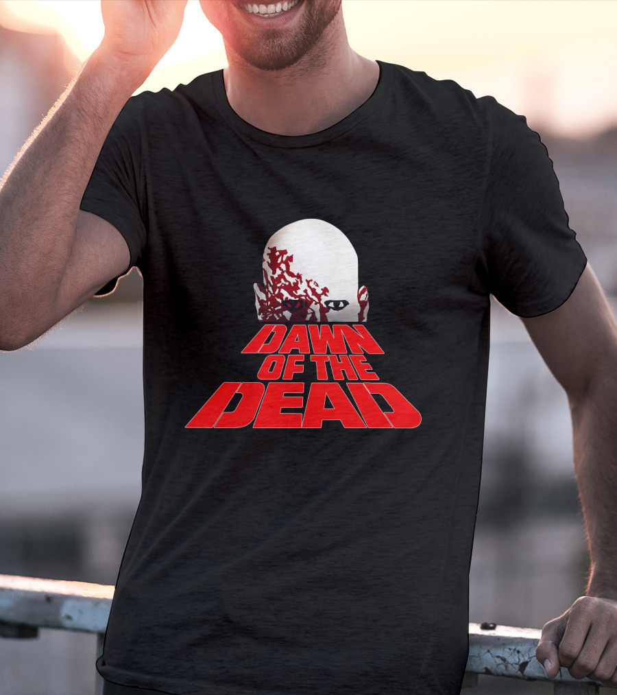 Dawn Of The Dead Zombie Head Red Text T-Shirt