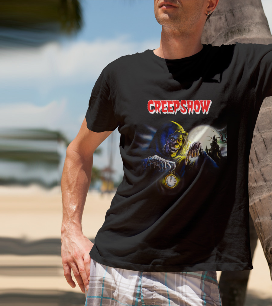 Creepshow Grinning Ghoul With Clock And Haunted Castle T-Shirt