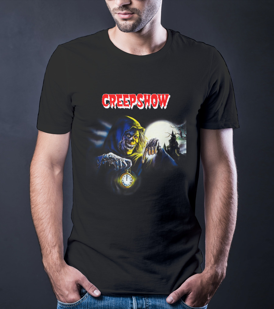 Creepshow Grinning Ghoul With Clock And Haunted Castle T-Shirt