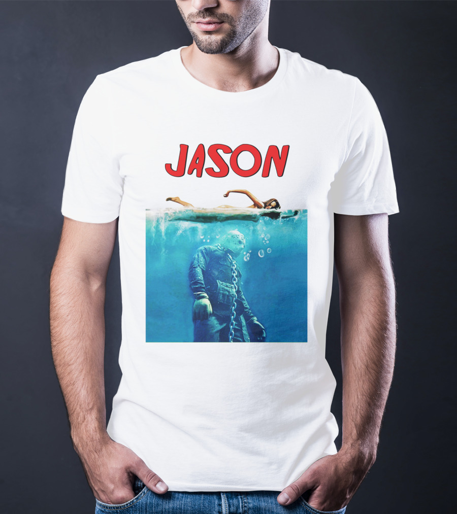 Jaws Jason Voorhees Underwater Horror Mashup T-Shirt