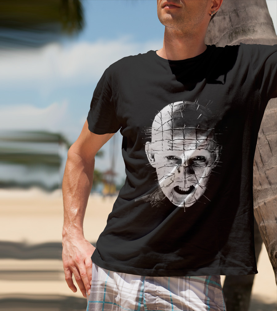 Hellraiser Pinhead Horror Icon Grayscale T-Shirt