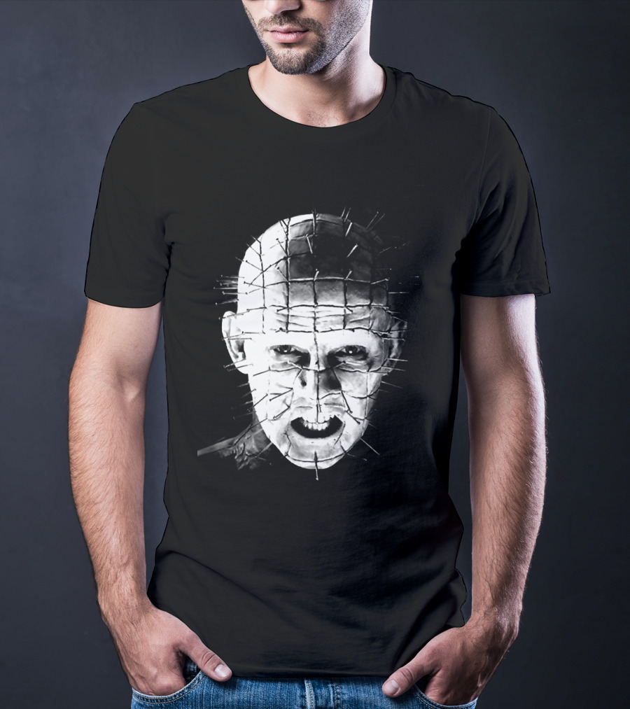 Hellraiser Pinhead Horror Icon Grayscale T-Shirt