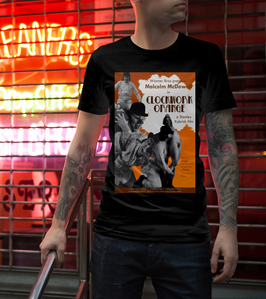 Warner Bros Presents Malcolm McDowell In A Clockwork Orange A Stanley Kubrick Film T-Shirt