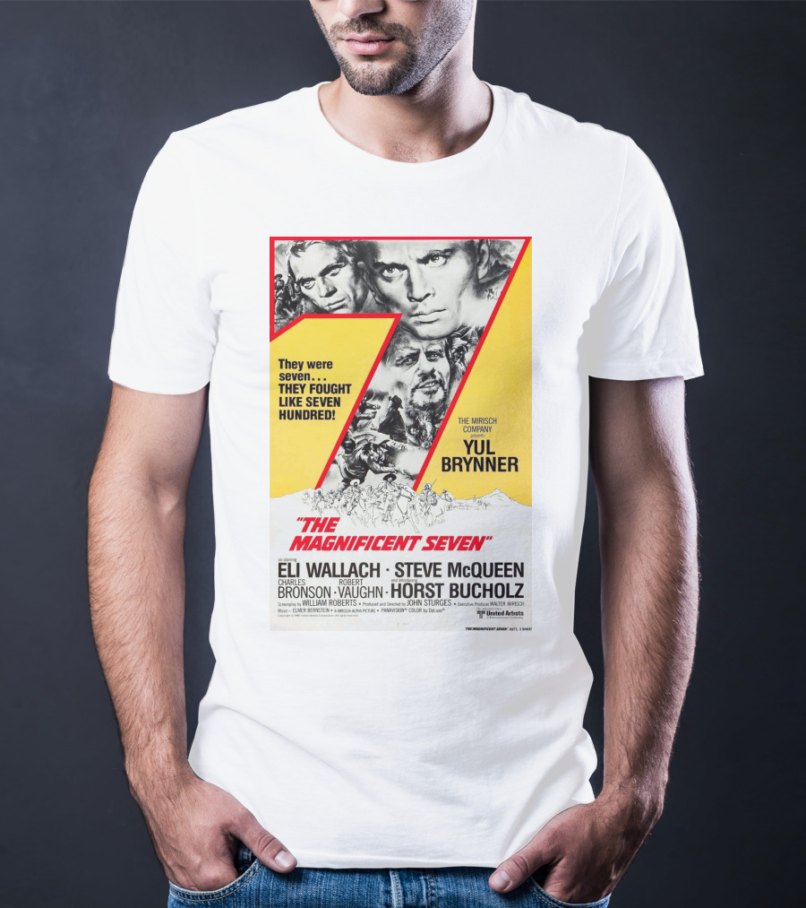 The Magnificent Seven 1960 Yul Brynner Steve McQueen Eli Wallach Charles Bronson Robert Vaughn Horst Buchholz T-Shirt
