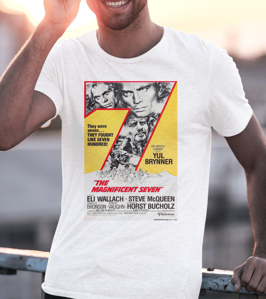 The Magnificent Seven 1960 Yul Brynner Steve McQueen Eli Wallach Charles Bronson Robert Vaughn Horst Buchholz T-Shirt