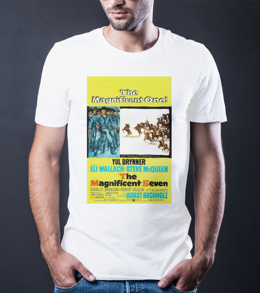 The Magnificent Seven 1960 Steve McQueen Yul Brynner Eli Wallach Movie T-Shirt