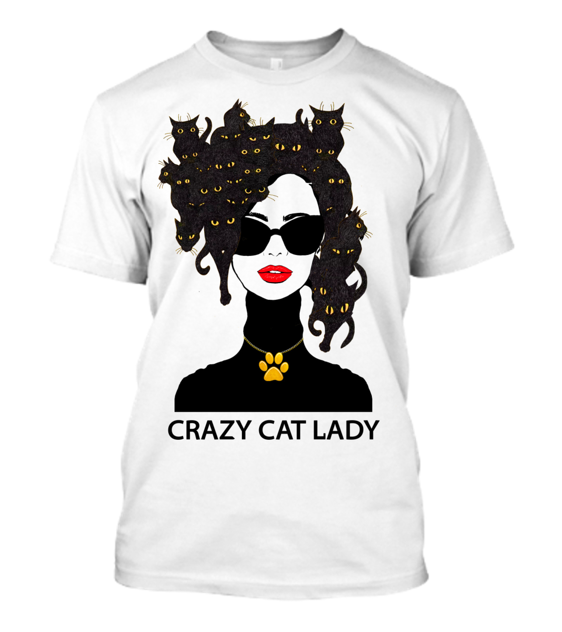Crazy Cat Lady With Cat Hair And Sunglasses T-Shirt