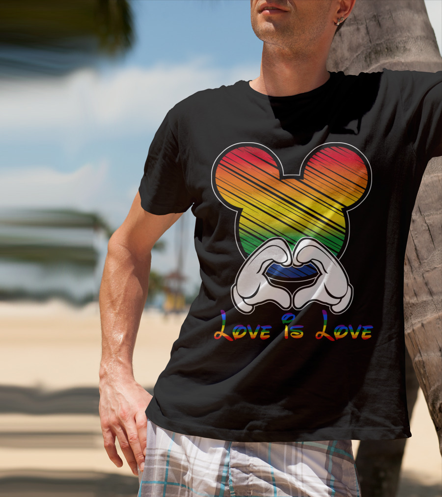 Love Is Love Rainbow Mickey Heart Hands T-Shirt