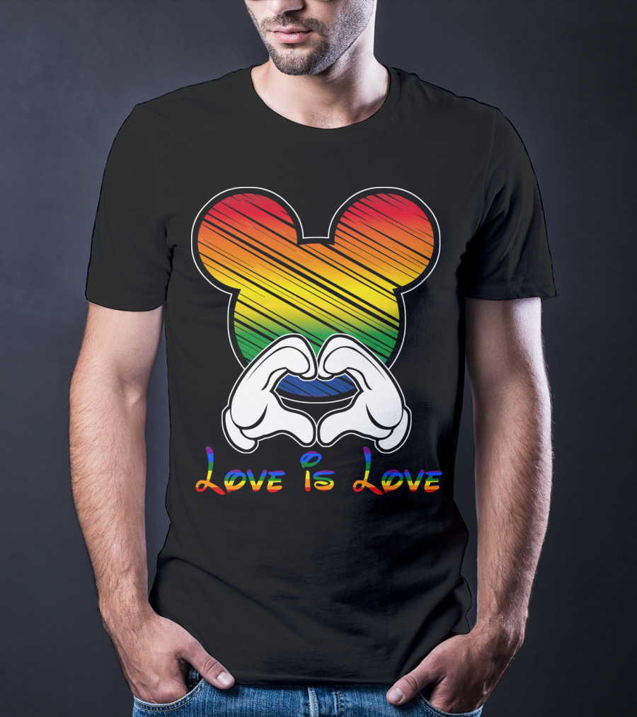 Love Is Love Rainbow Mickey Heart Hands T-Shirt