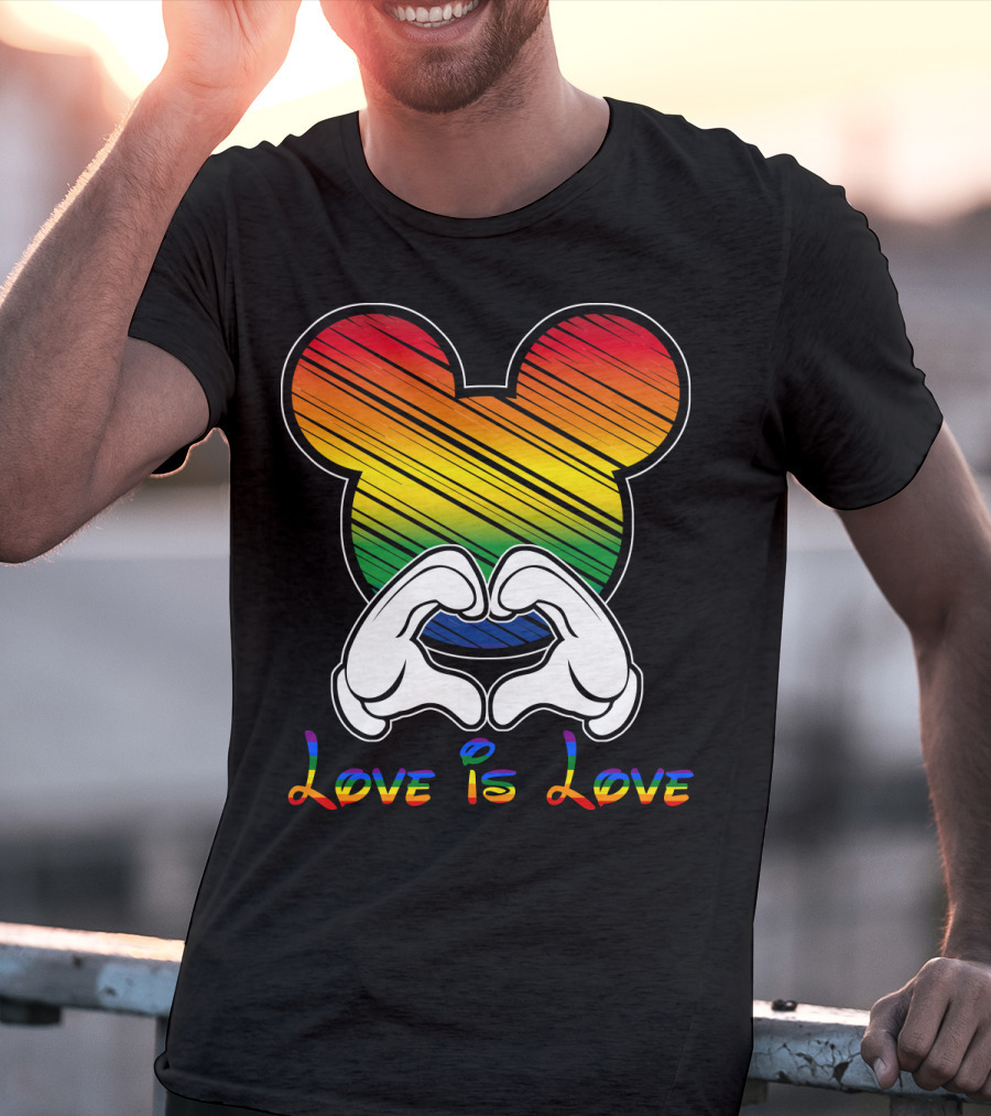 Love Is Love Rainbow Mickey Heart Hands T-Shirt