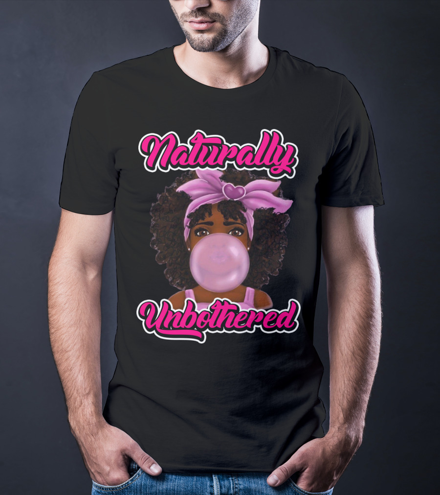 Naturally Unbothered Pink Headband Bubble Gum Afro T-Shirt