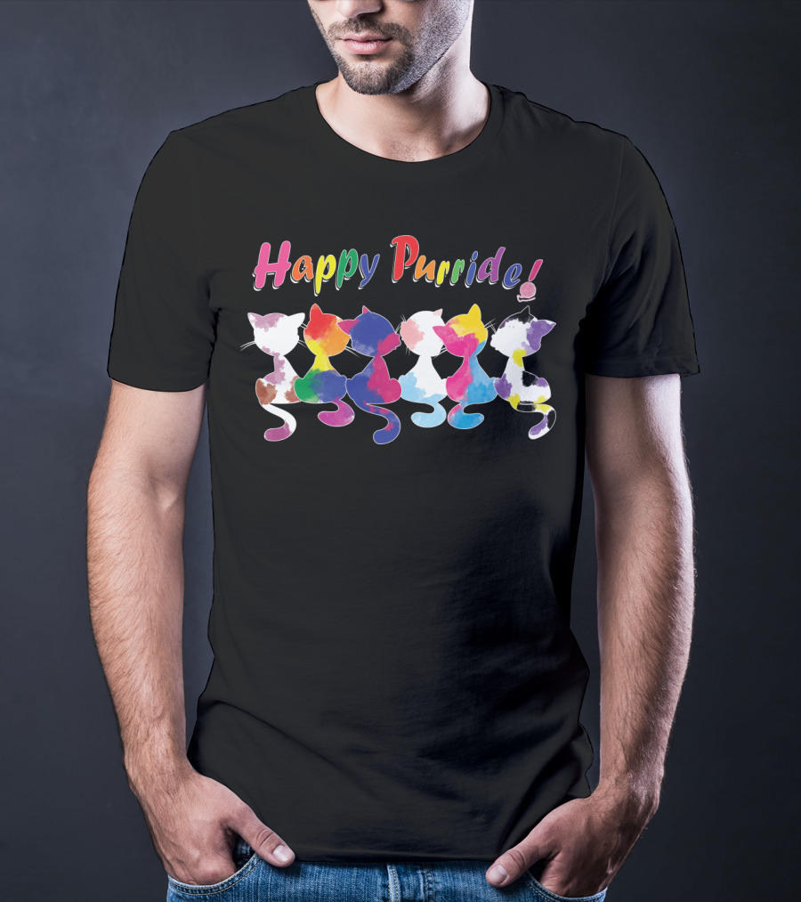 Happy Purride Rainbow Cats T-Shirt