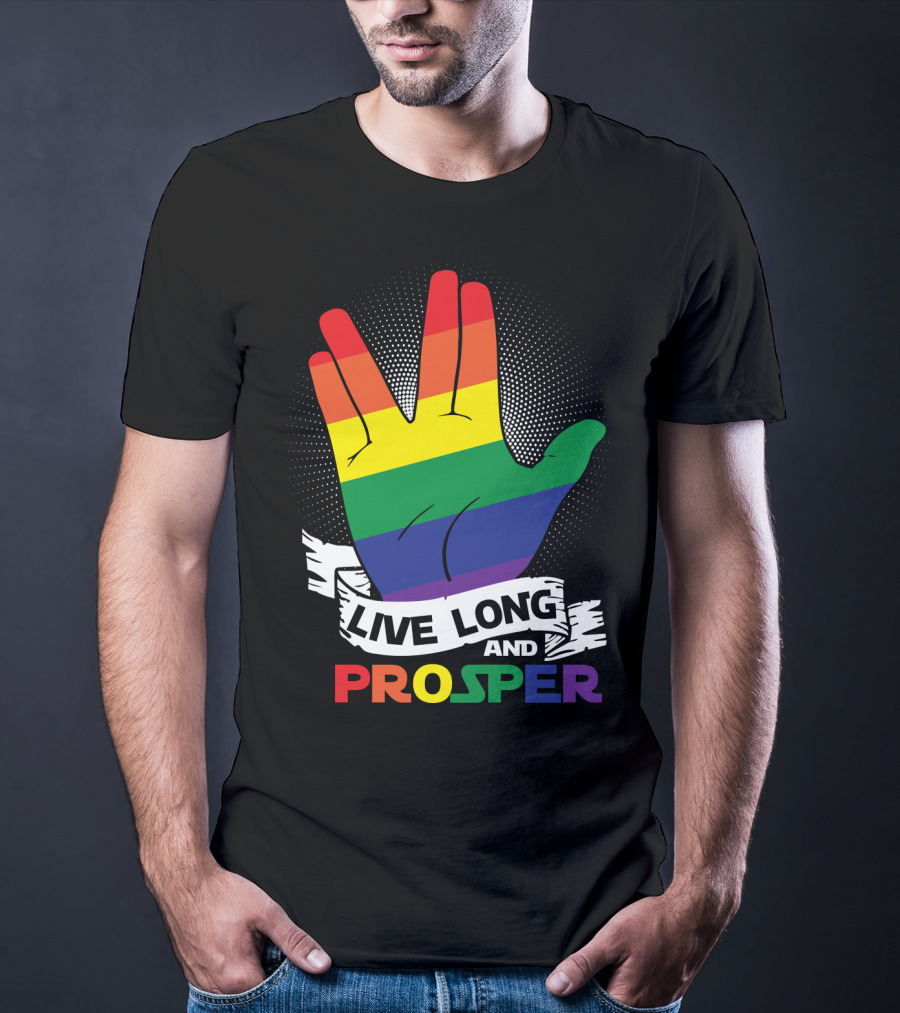 Live Long And Prosper Rainbow Hand Gesture T-Shirt