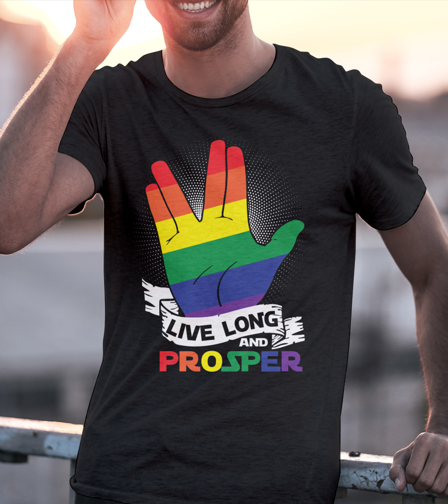 Live Long And Prosper Rainbow Hand Gesture T-Shirt