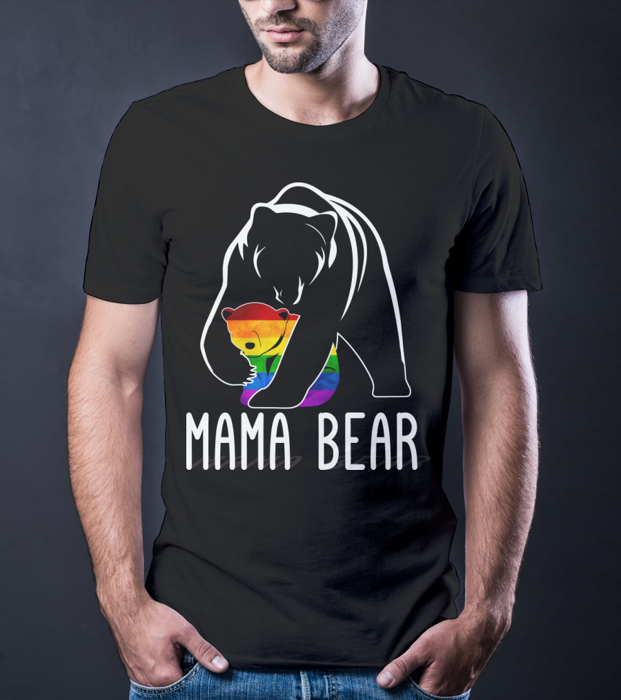 Mama Bear Rainbow Pride Bear Hug T-Shirt