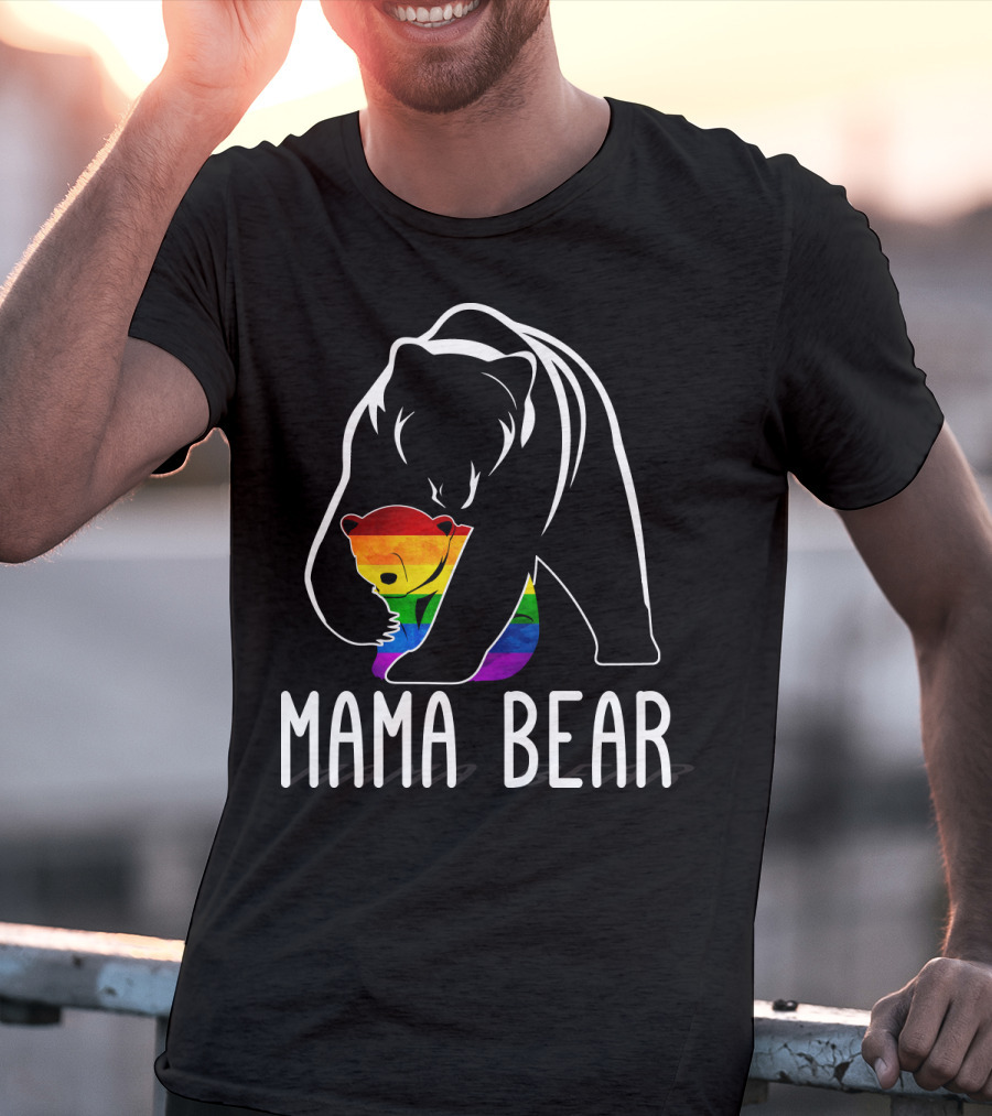 Mama Bear Rainbow Pride Bear Hug T-Shirt