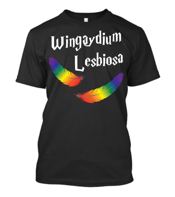 Wingaydium Lesbiosa Rainbow Feathers Magic T-Shirt