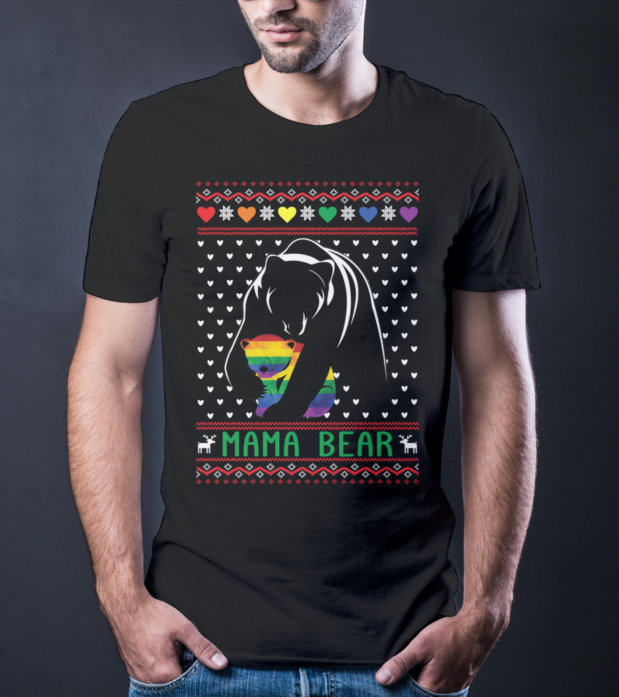 Mama Bear Rainbow Heart Pride T-Shirt