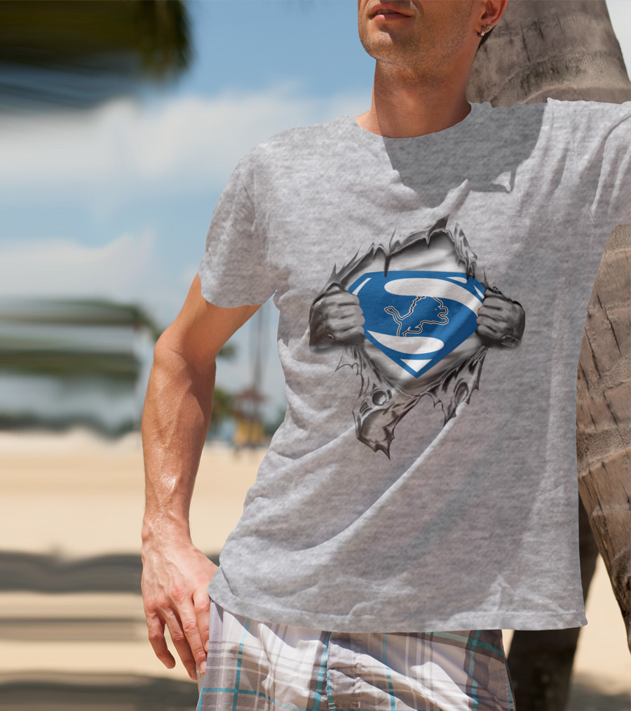 Detroit Lions Superman Logo Fusion T-Shirt