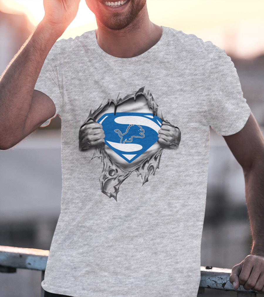 Detroit Lions Superman Logo Fusion T-Shirt