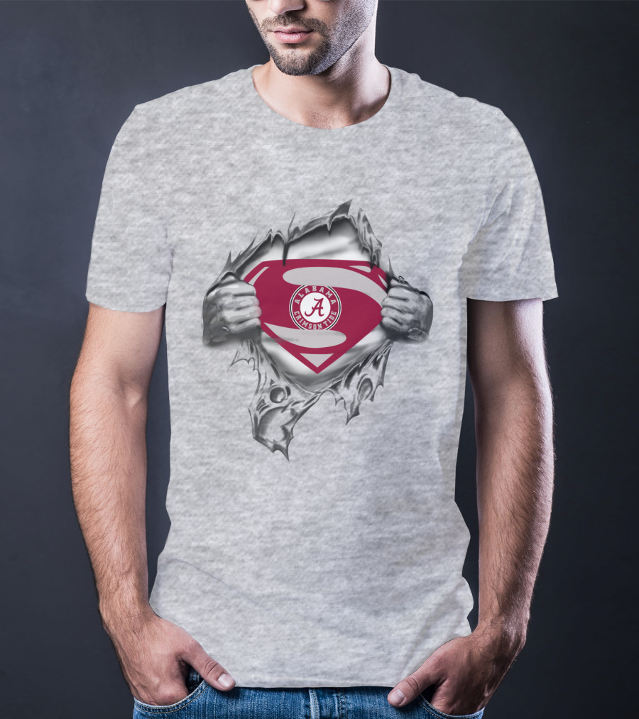 Alabama Crimson Tide Superhero Logo Rip T-Shirt
