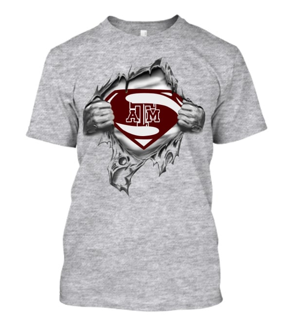 Texas A&M Aggies Superman Logo With Tearing Effect T-Shirt