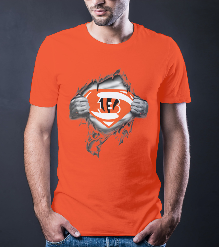 Bengals Superman Emblem Tear T-Shirt