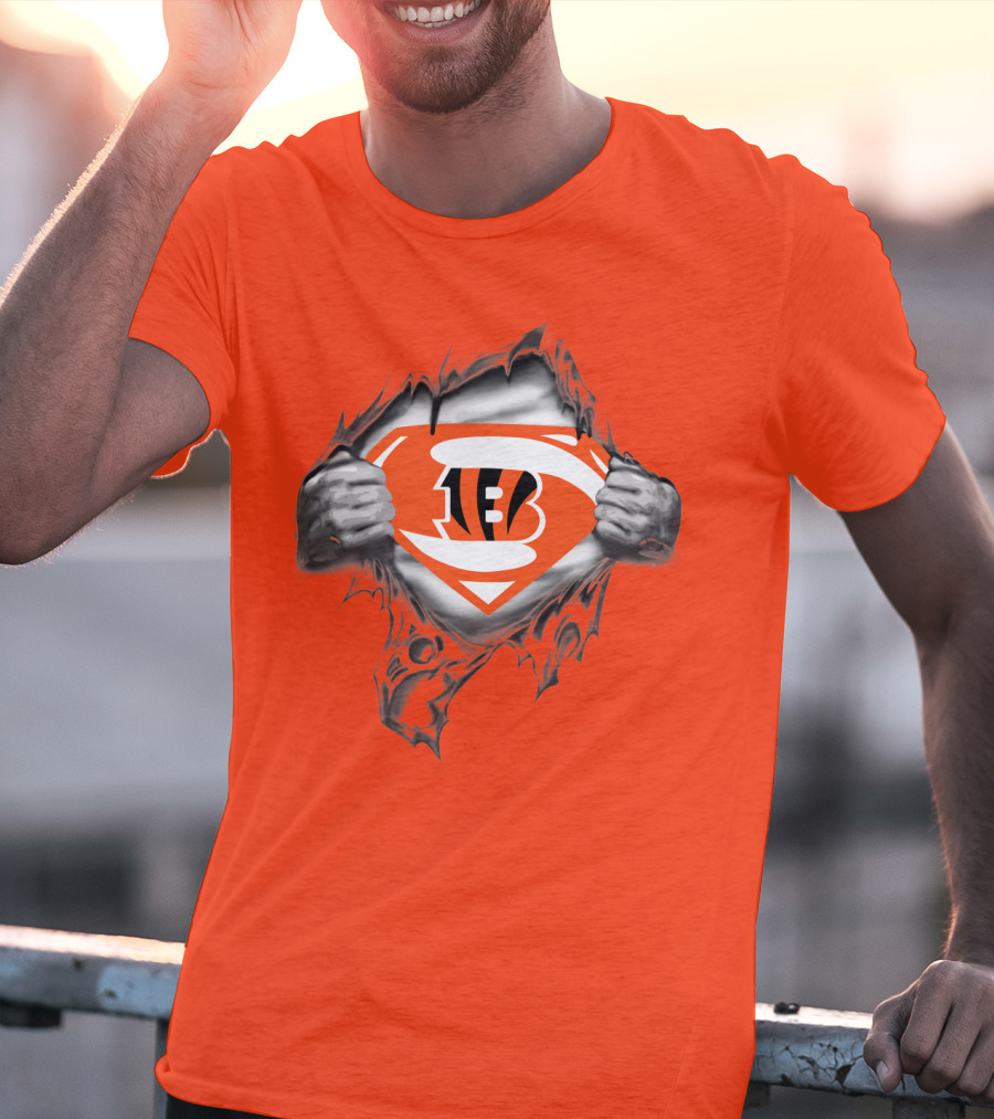 Bengals Superman Emblem Tear T-Shirt