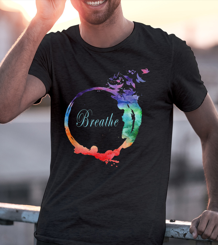Breathe Cool Heavenly Breath Nature Yoga Watercolor Mandala T-Shirt