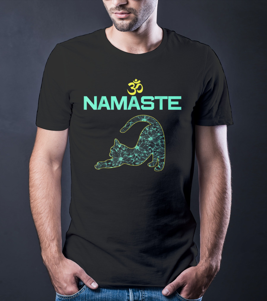 Om Namaste Cat Yoga Ying Yang Balance T-Shirt