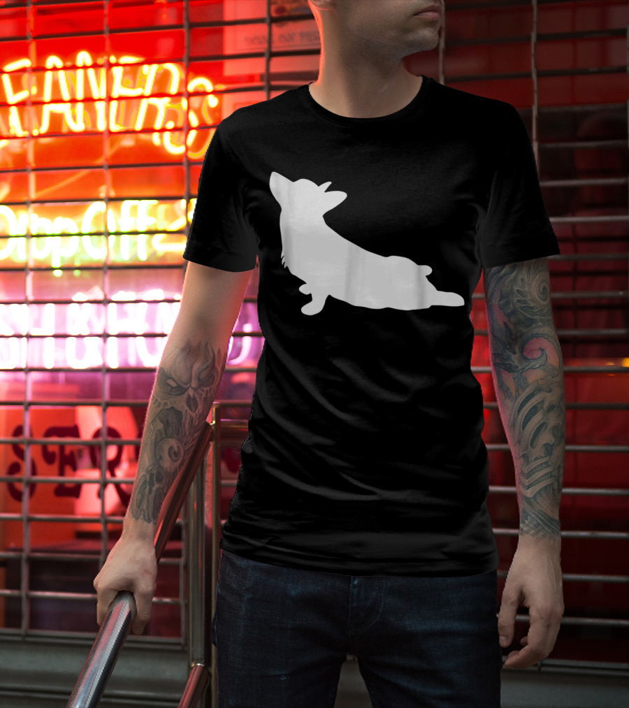 Corgi Yoga Silhouette Stretch Pose T-Shirt