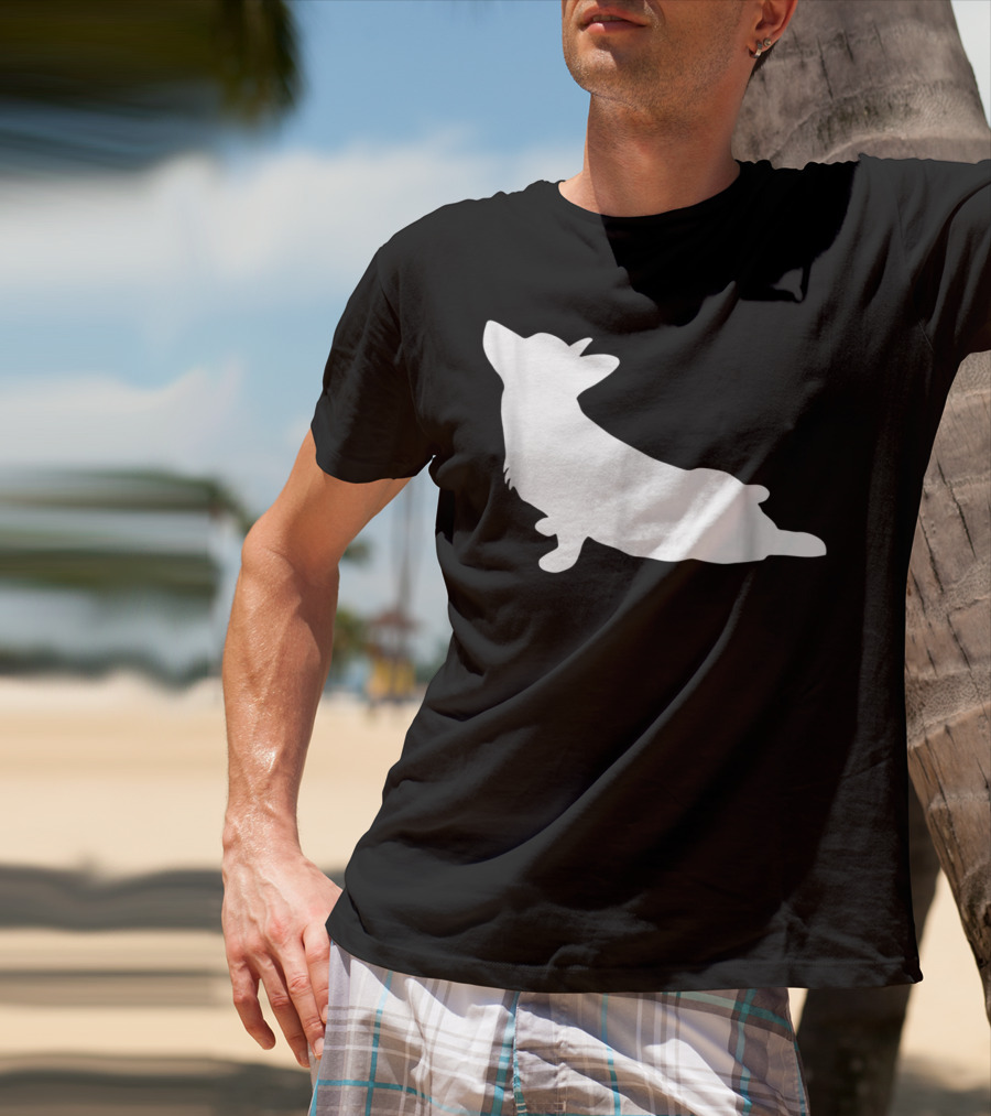 Corgi Yoga Silhouette Stretch Pose T-Shirt
