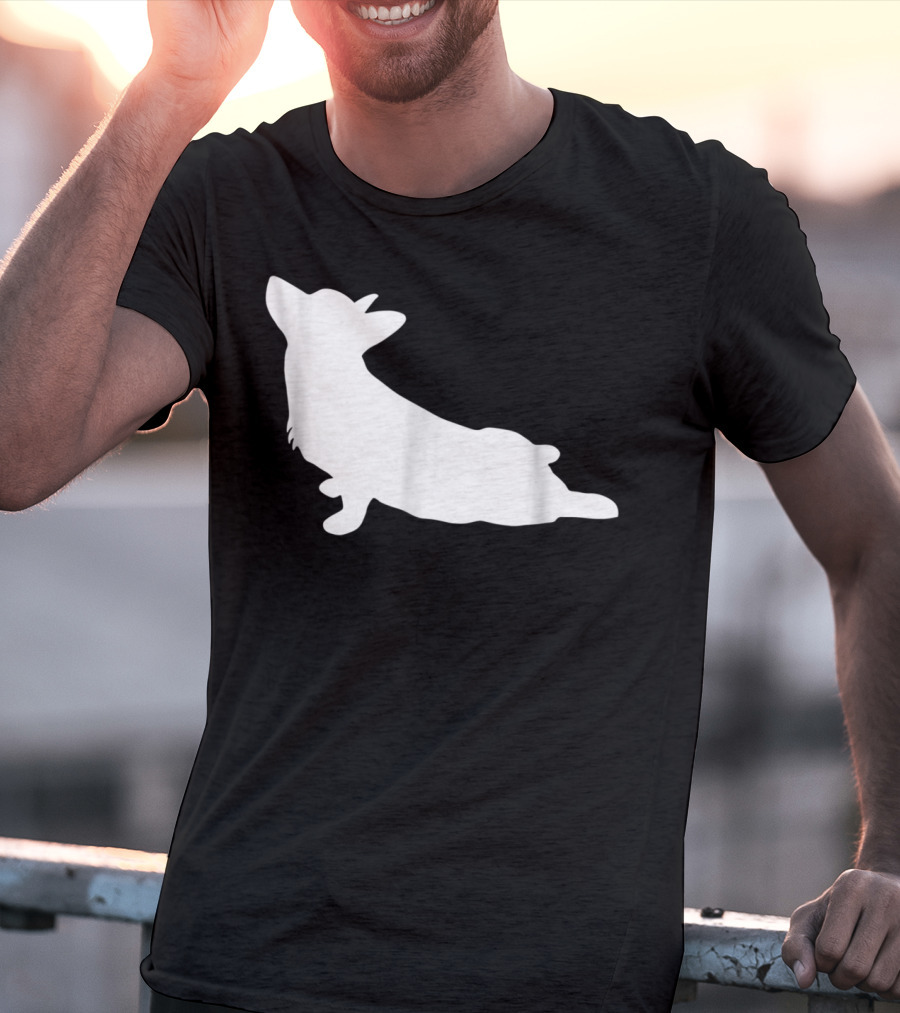Corgi Yoga Silhouette Stretch Pose T-Shirt