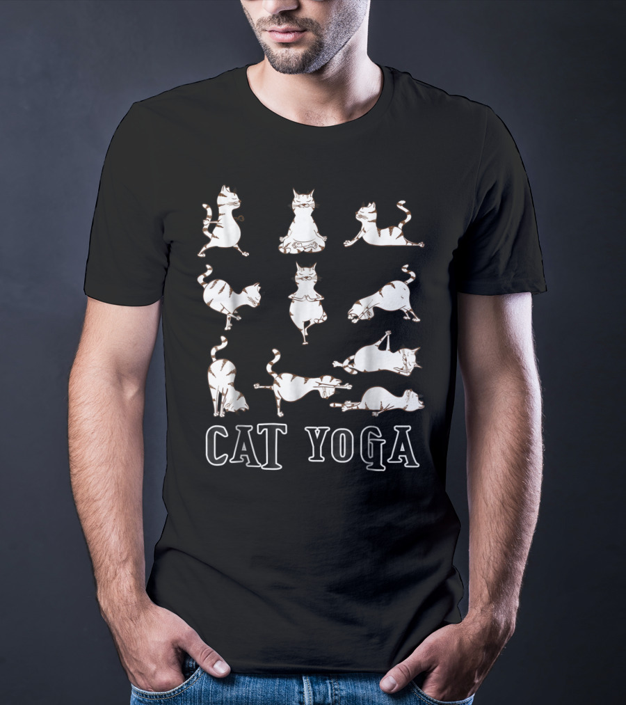 Cute Cat Yoga Perfect Meditation Darks Cat Yoga T-Shirt