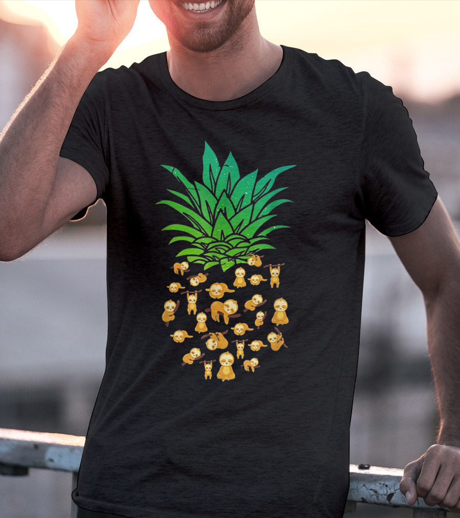 Sloth Lovers Cute Yoga Pineapple T-Shirt