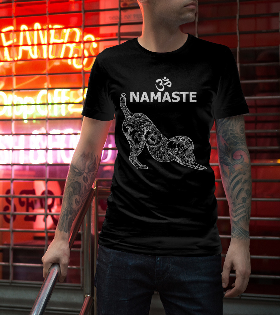 Namaste Om Dog Yoga Funny Namaste Om T-Shirt