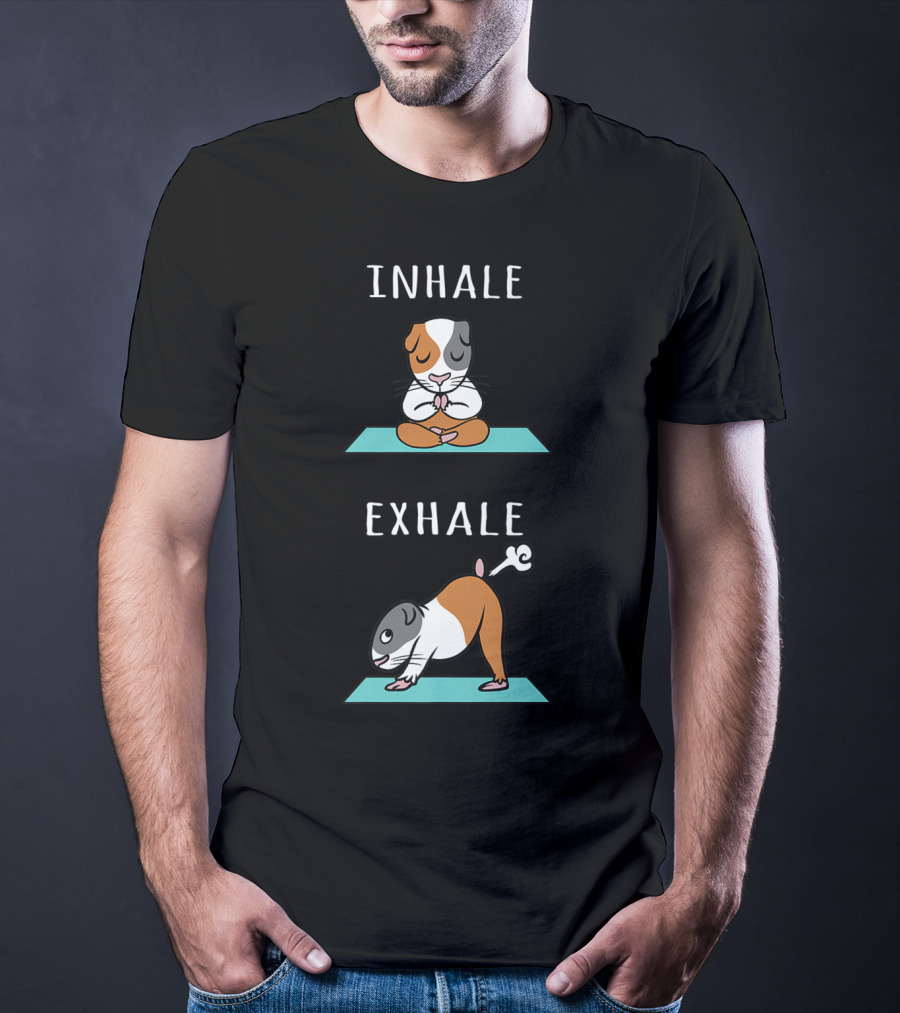 Guinea Pig Yoga Inhale Exhale Funny Pet Meditation T-Shirt